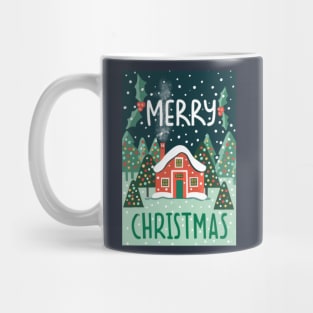 Merry Christmas Cabin Retro Vintage Winter Design Mug